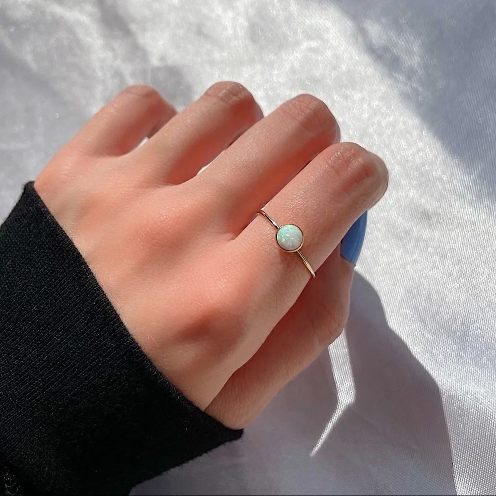 14K Gold Filled Round Opal Ring
